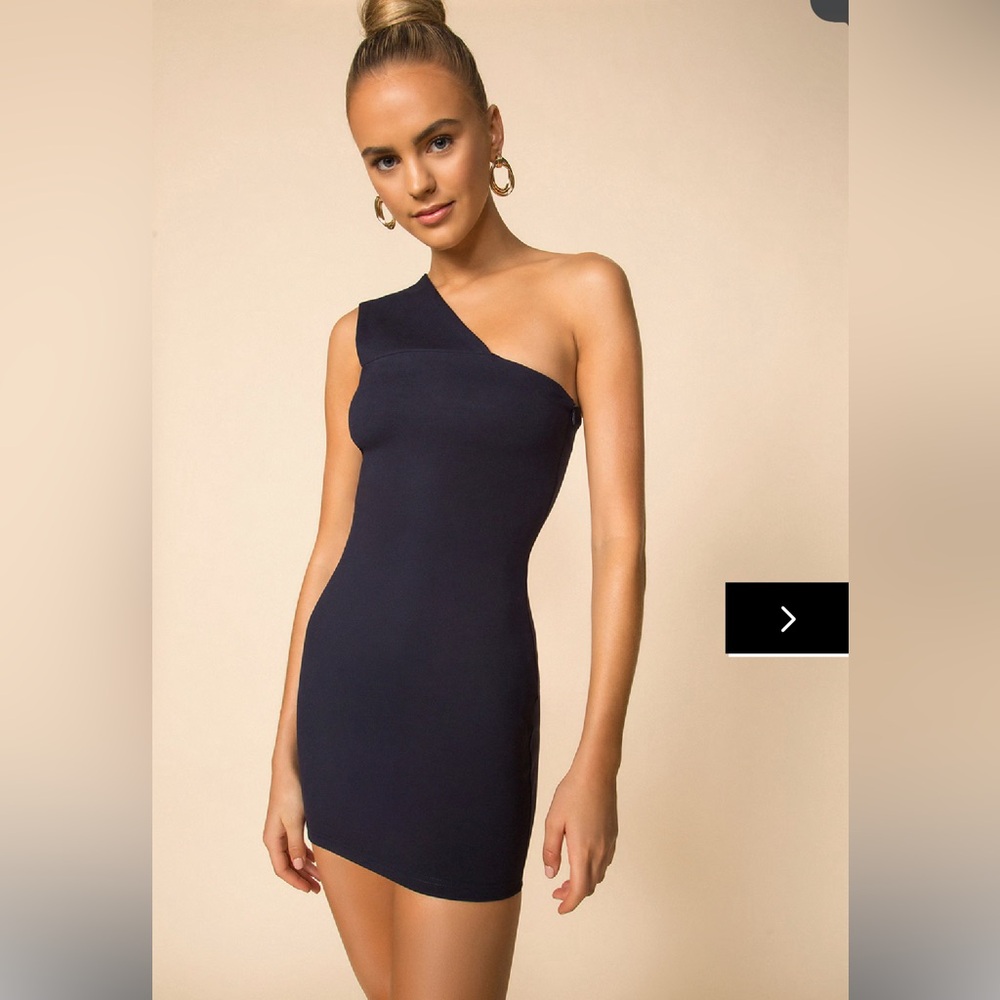 Superdown navy mini one shoulder dress